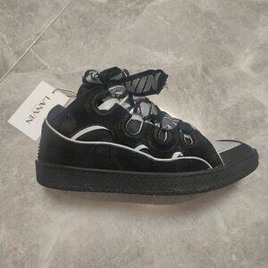 Lanvin Leather Curb Sneaker Black Men's 11.5